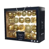 Decoris kerstballen set Glas 42st Goud 5-6-7cm - thumbnail