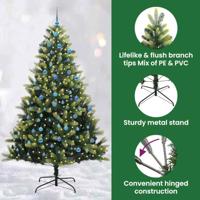 Kunstkerstboom met scharnier 300 LEDs Groen 240 cm PVC en PE - thumbnail