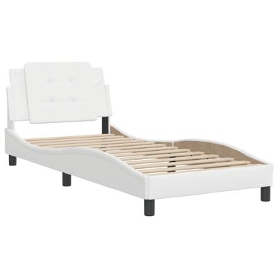 Bedframe met hoofdbord kunstleer wit 100x200 cm