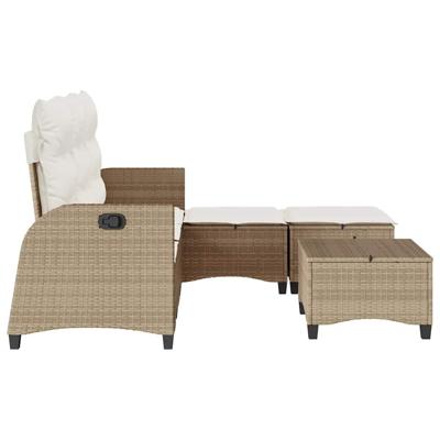 3-delige Tuinbankstel met kussens L-vormig beige poly rattan