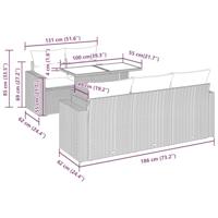 6-delige Loungeset met kussens poly rattan acacia grijs - thumbnail