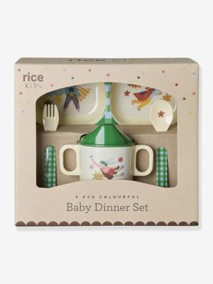 Babyset in roze HERO RICE melamine, 4 stuks groen