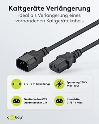 goobay C14 > C13 voedingskabel verlengkabel goobay C14 > C13 voedingskabel verlengkabel