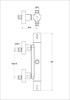 Ben Lavion Reno douche thermostaatkraan t.b.v. Ben Lavion regendoucheset mat zwart