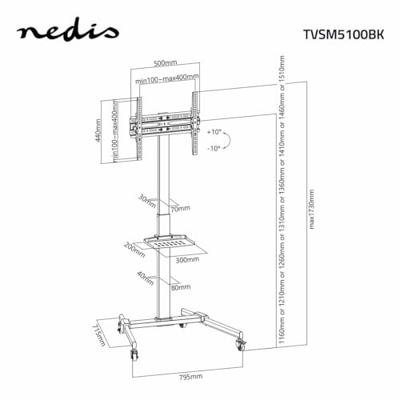 Nedis TV Vloerstandaard 32-55 Premium Kolomontwerp met Snap-lock