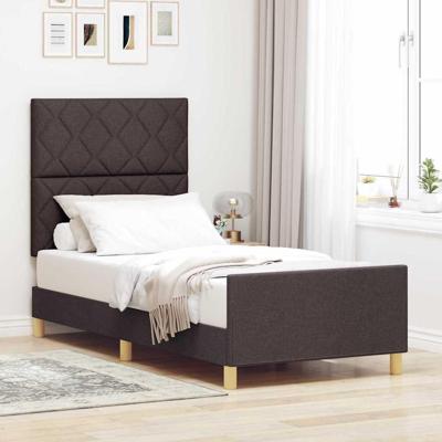 Bedframe met hoofdeinde Donkerbruin 90 x 200 cm Stof