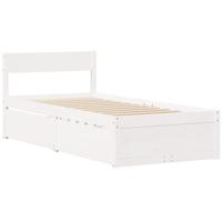 Bedframe met lades massief grenenhout wit 90x200 cm - thumbnail