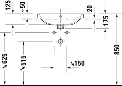 Inbouwwastafel Duravit No.1 Met Kraangat Met Overloop 55x43.5x17.5cm Hoogglans Wit