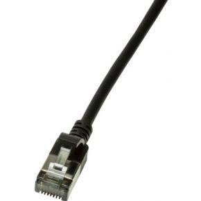 LogiLink CQ9023S RJ45 Netwerkkabel, patchkabel CAT 6A U/FTP 0.50 m Zwart Extreem dun, Vlambestendig, Flexibel, Folie afscherming, Halogeenvrij, Snagless,