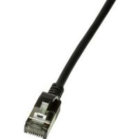 LogiLink CQ9023S RJ45 Netwerkkabel, patchkabel CAT 6A U/FTP 0.50 m Zwart Extreem dun, Vlambestendig, Flexibel, Folie afscherming, Halogeenvrij, Snagless, - thumbnail