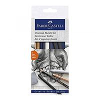 Houtskool Faber-Castell set 7-delig | 6 stuks - thumbnail