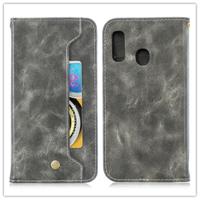 Voor Galaxy M30 koper Buckle nappa textuur horizontale Flip leergeval met houder & kaartsleuven & portemonnee (grijs) - thumbnail
