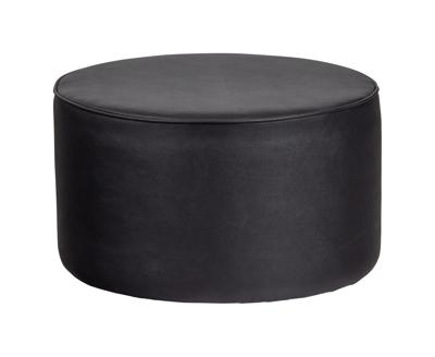 WOOOD Poef 'Sara' Laag, PU, kleur Zwart