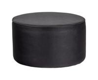 WOOOD Poef 'Sara' Laag, PU, kleur Zwart - thumbnail
