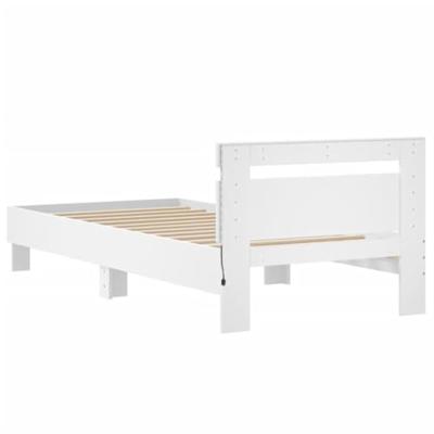 Bedframe met hoofdbord en LED-verlichting wit 90x190 cm Bedframe met hoofdbord en LED-verlichting wit 90x190 cm