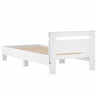 Bedframe met hoofdbord en LED-verlichting wit 90x190 cm - thumbnail