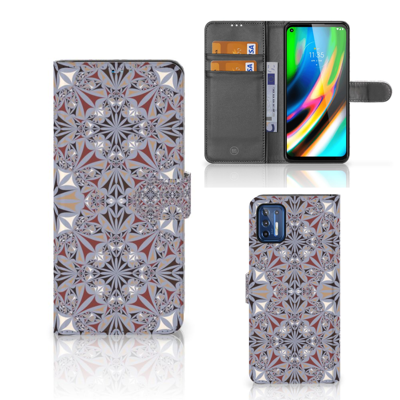 Motorola Moto G9 Plus | Bookcase | Flower Tiles Motorola Moto G9 Plus | Bookcase | Flower Tiles