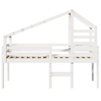 Hoogslaper met bedhuis 75x190 cm massief grenenhout wit - thumbnail