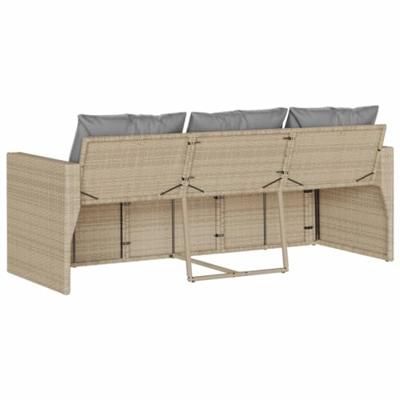 Tuinbank 3-zits met kussens poly rattan beige Tuinbank 3-zits met kussens poly rattan beige