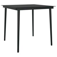 Tuintafel 80x80x74 cm staal en glas zwart - thumbnail