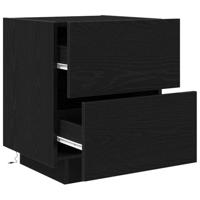 Nachtkastje 2 pcs Zwart Eiken 45 x 40 x 55 cm Bewerkt hout - thumbnail