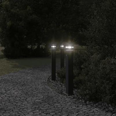 VidaXL Vloerlamp voor buiten met sensor 80 cm aluminium zwart - thumbnail