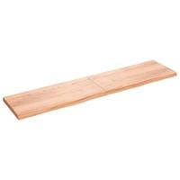 VidaXL Wastafelblad 220x50x(2-6) cm behandeld massief hout lichtbruin - thumbnail