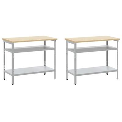 Werkbankset met plank 8 pcs Zwart en Grijs Gepoedercoat staal