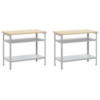 Werkbankset met plank 8 pcs Zwart en Grijs Gepoedercoat staal - thumbnail