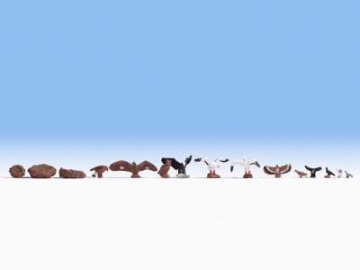 NOCH 15775 H0 Set vogels figuren Geverfd