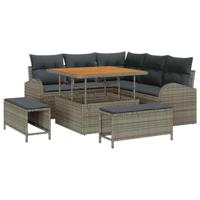 Tuinbankenset met kussen 8 pcs Grijs poly rattan - thumbnail