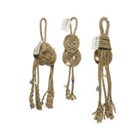 Knoop jute touw met schelp 3x10x50cm - thumbnail