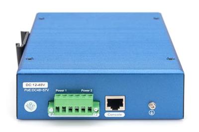 DIGITUS PoE netwerkswitch - 12-poorts Gigabit Ethernet - 8x RJ45 + 4x SFP+-10 Gigabit - IP40 - L3 managed, VLAN - 10/100/1000 Mbit/s - DIN rail montage - industriële serie - zwart/blauw