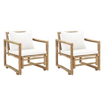 Tuinstoelen 2 st met kussens bamboe