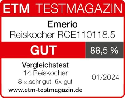 EMERIO RCE-110118 Rijstkoker RVS, Zwart - thumbnail