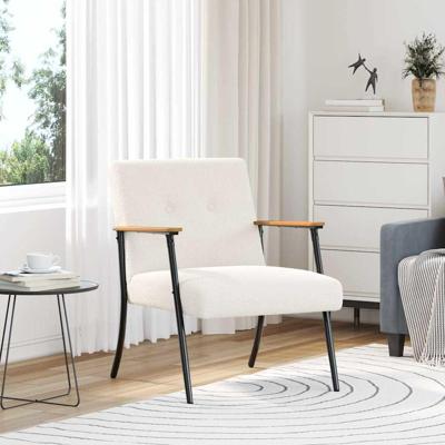 Fauteuil Crme 59 x 75 x 78 cm Krullend Wol-achtig Stof Fauteuil Crme 59 x 75 x 78 cm Krullend Wol-achtig Stof