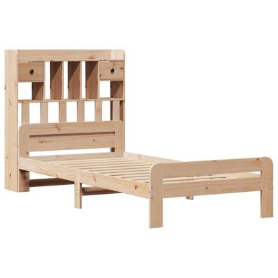 Bed met boekenkast zonder matras massief grenenhout 160x200 cm - thumbnail