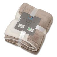 Plaid-deken Espoo taupe Coral fleece met zachte binnenzijde van sherpa 150x200cm - thumbnail