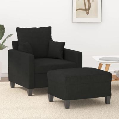 Fauteuil met voetenbank 60 cm stof zwart