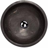 Saqu Nature Collection ronde waskom Ø 40x12 cm natuursteen zwart - thumbnail