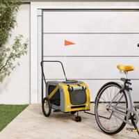 VidaXL Hondenfietstrailer oxford stof en ijzer geel en grijs - thumbnail