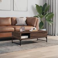 Salontafel 100x50x35 cm bewerkt hout en metaal bruin eikenkleur - thumbnail
