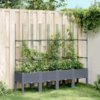 VidaXL Plantenbak met latwerk 160x40x142,5 cm polypropeen blauwgrijs - thumbnail