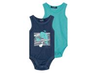 lupilu 2 baby rompers (Turquoise/donkerblauw, 62/68) - thumbnail