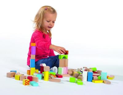 Eichhorn houten blokken in emmer, 50st.