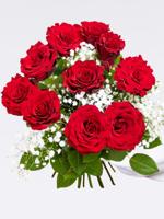 Rood Rozenboeket Lotta + glasvaas Evita - Upperclass - thumbnail