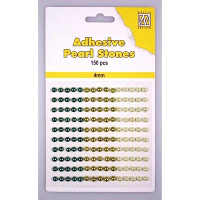Nellie's Choice • adhesive pearls 150stuks/sheet 4mm 3 tones green