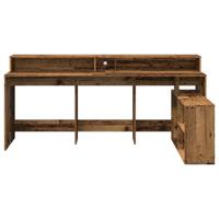 Bureau met LED-verlichting 200x104x91 cm bewerkt hout oud hout - thumbnail