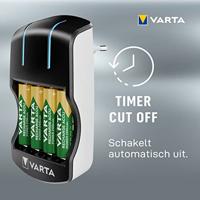 Varta Plug lader met LED-laaddisplay, Veiligheidsuitschakeling en exclusief Varta design, Laadt 2 of 4 AA, AAA tegelijk - incl. 4xAA 2100 mAh accu's, Zwart - thumbnail