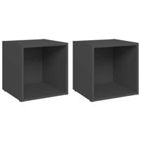Tv-meubelen 2 st 37x35x37 cm spaanplaat grijs - thumbnail